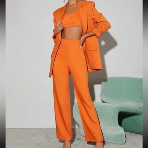 SHEIN BAE Orange 3 Piece Blazer/Pants Set
